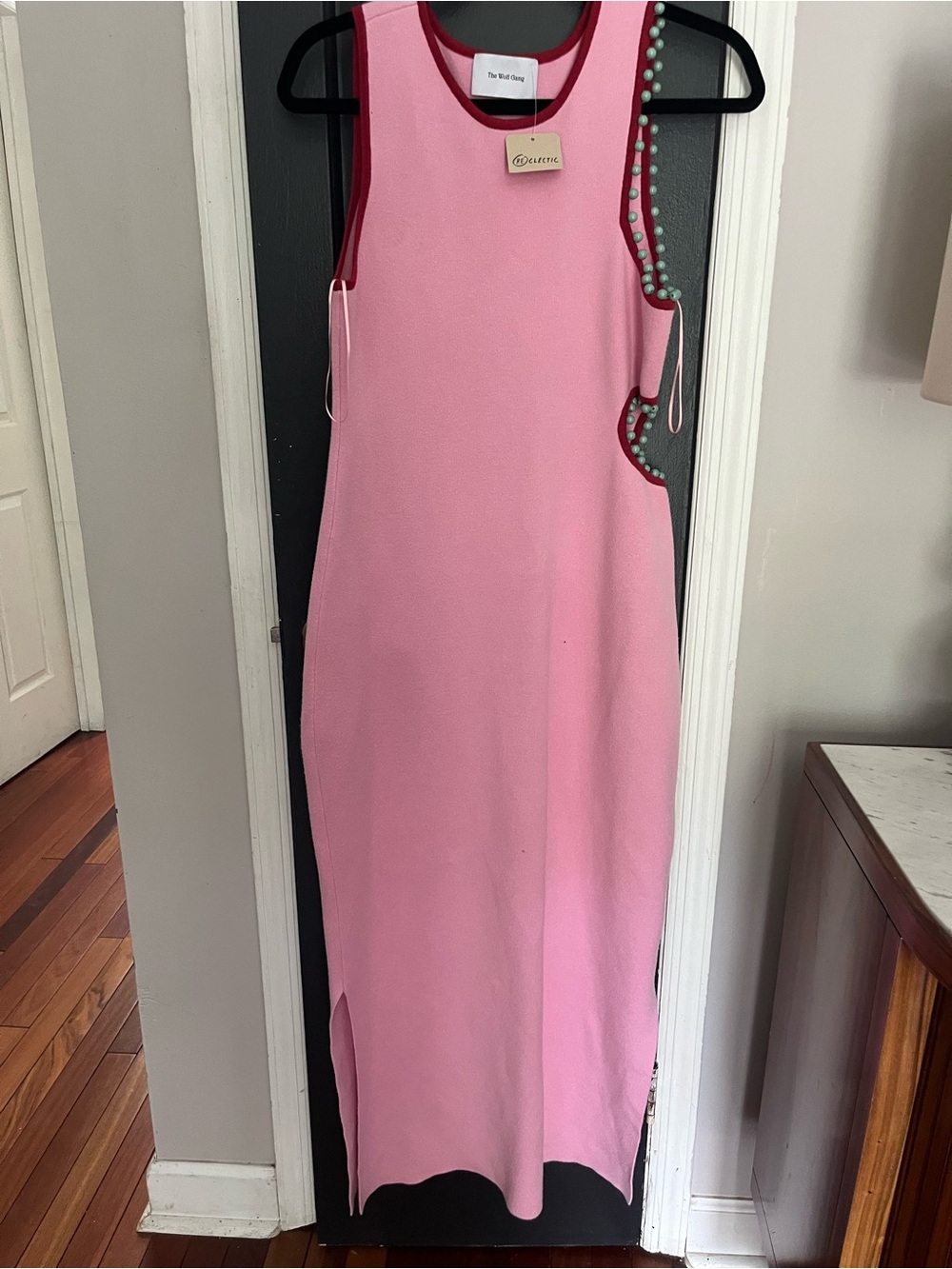 NWTretail $258. #theWolfgang #Reclectic Sleeveless Pink Cutout Midi Dress Trim - Picture 7 of 8